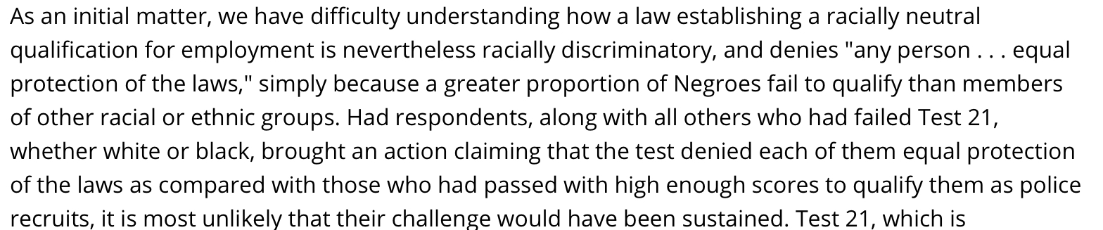Decision says (paraphrasing), sure the 14th
    Amendment aimed to enforce absolute equality of the races,
    but surely that can't mean anyone might imagine there's anything
    wrong with legally enforced separation of schooling for children
    of different races.